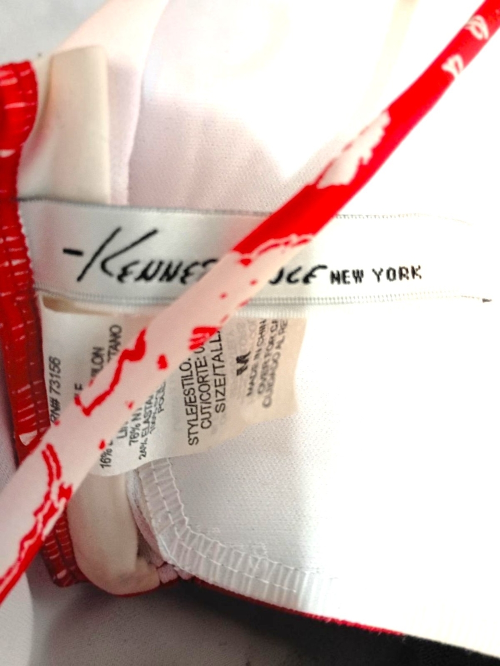 Kenneth Cole Red/White One Piece Bathing Suit - size M - Picture 5 of 7